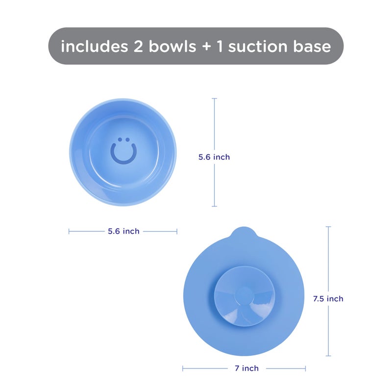 Ubbi Bowls with Interchangeable Suction Base for Babies and Toddlers, 2 Pack, Polaris Blue - Image 2